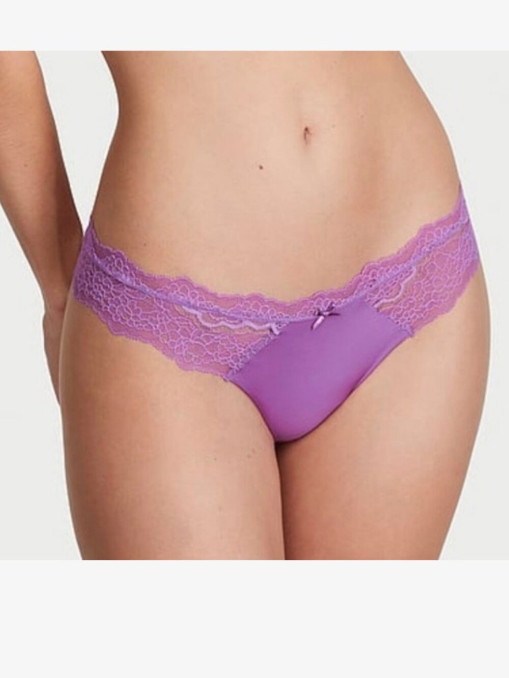 Victoria's Secret Dream Angles Lace-Trim Thong Panty Purple Tease (M) NWT!
